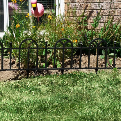 4-Piece Lawn and Flower Bed Edging - Modular No-Dig Plastic Fencing for Garden Border - Interlocking Fence for Landscaping by Pure Garden (Black)