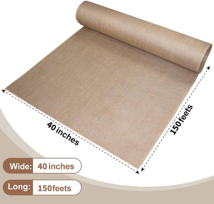 Garden Burlap Roll, 40" X 150 Feet Natural Jute Burlap Fabric Roll for Gardening Raised Bed Liners,Seed Cover,Edging,Weed Barrier,Aisle Runner Plant Cover Tree Protections (40" X 150 Feet)