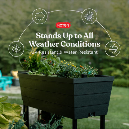 Keter Urban Bloomer 12.7 Gallon Raised Garden Bed and Outdoor Herb Garden Planter with Self