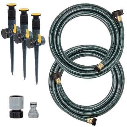 Melnor Multi-Adjustable Watering Set, 1800 Sq Ft: 3 Sprinklers, 2 Hoses