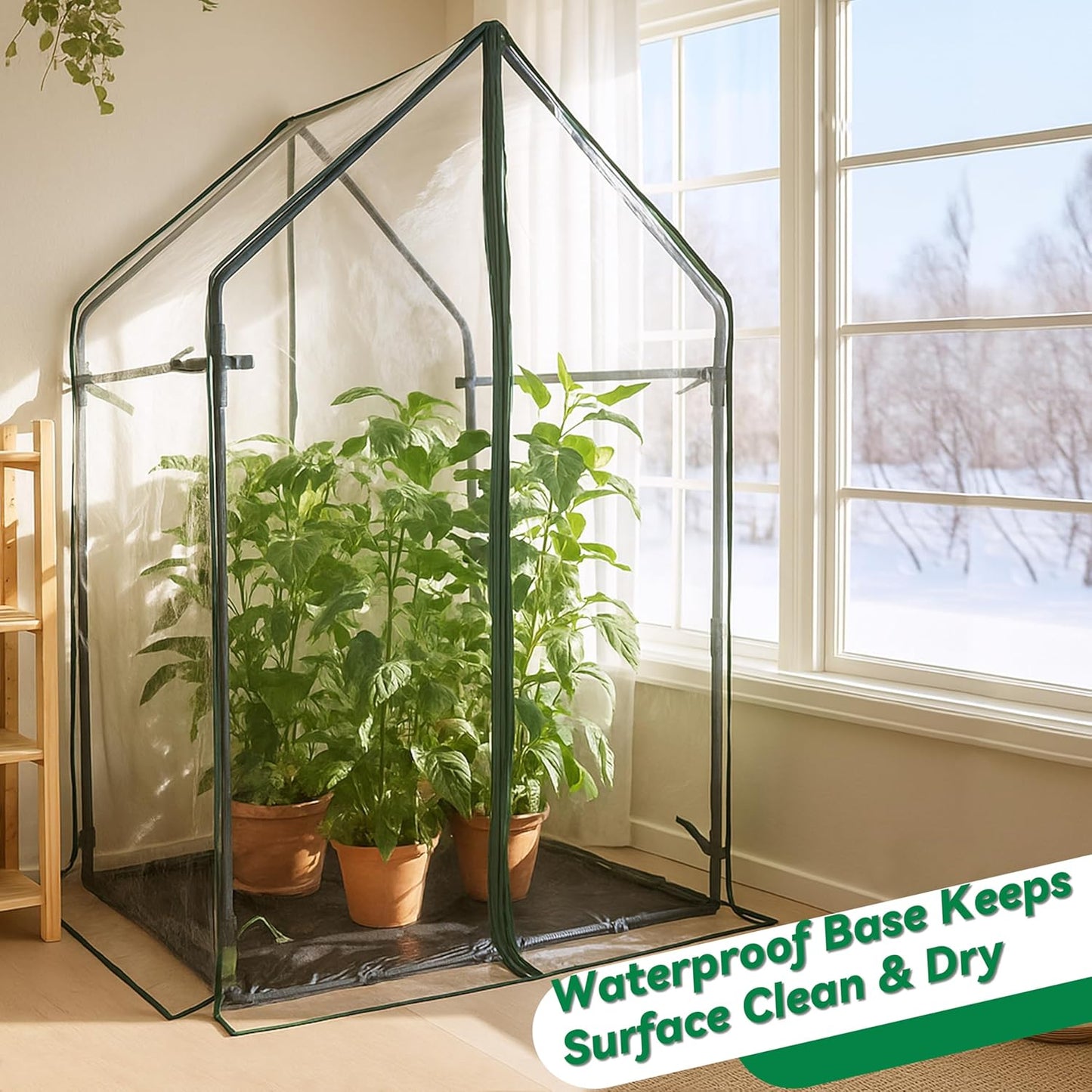 Gardzen Mini Greenhouse with Waterproof Bottom, Portable Green House with Strong Metal Frame, Small Green House for Outside and Inside Use,36.2"(L) x36.2(W) x59.5(H)