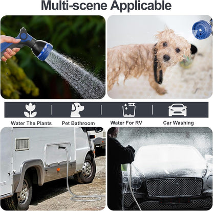 SPECILITE 200ft 304 Stainless Steel Garden Hose Metal, Heavy Duty Water Pipe with Nozzles for Yard, Outdoor - Flexible, Never Kink & Tangle, Puncture Resistant (Sliver)
