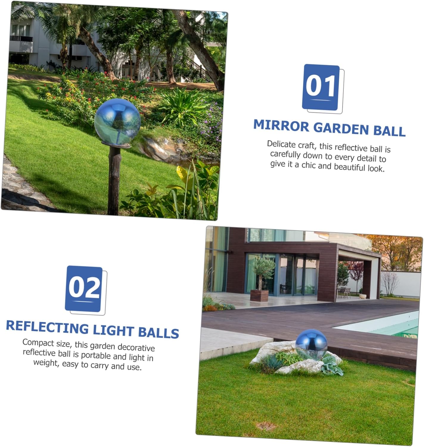 STOBAZA Polished Stainless Steel Gazing Ball Reflective Hanging Garden Ornament for Outdoor Indoor Decor Decorative Metal Mirror Ball Decor 12 Inches