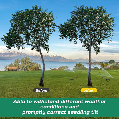 Sintuff 12 Set Tree Stakes and Supports Kit for Anti Hurricane Leaning Trees Straightening Heavy Duty 15. 75" Spiral Tree Stake with 13. 12 ft Ropes and 15. 75'' Support Straps (Army Green)