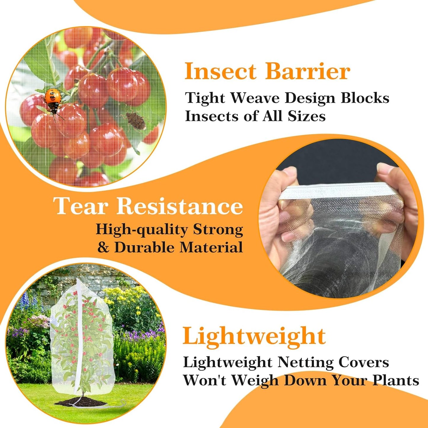 Premium Bird Netting for Garden Protection, 2 Pack Blueberry Bush Garden Netting Cover with Drawstring & Zipper, 3.5 x 2.3 Ft Fruit Tree Netting Protective, Plant Net from Bird & Insect