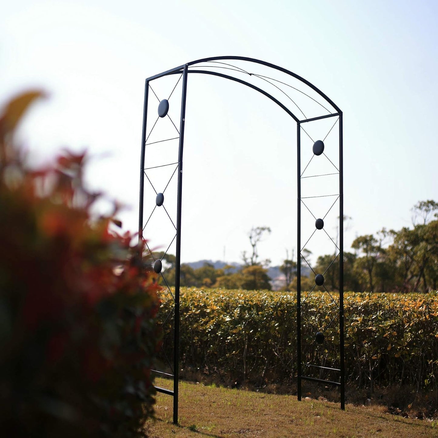 Steel Garden Arch, 7'6" High x 4'7" Wide, Garden Arbor for Various Climbing Plant, Outdoor Garden Lawn Backyard