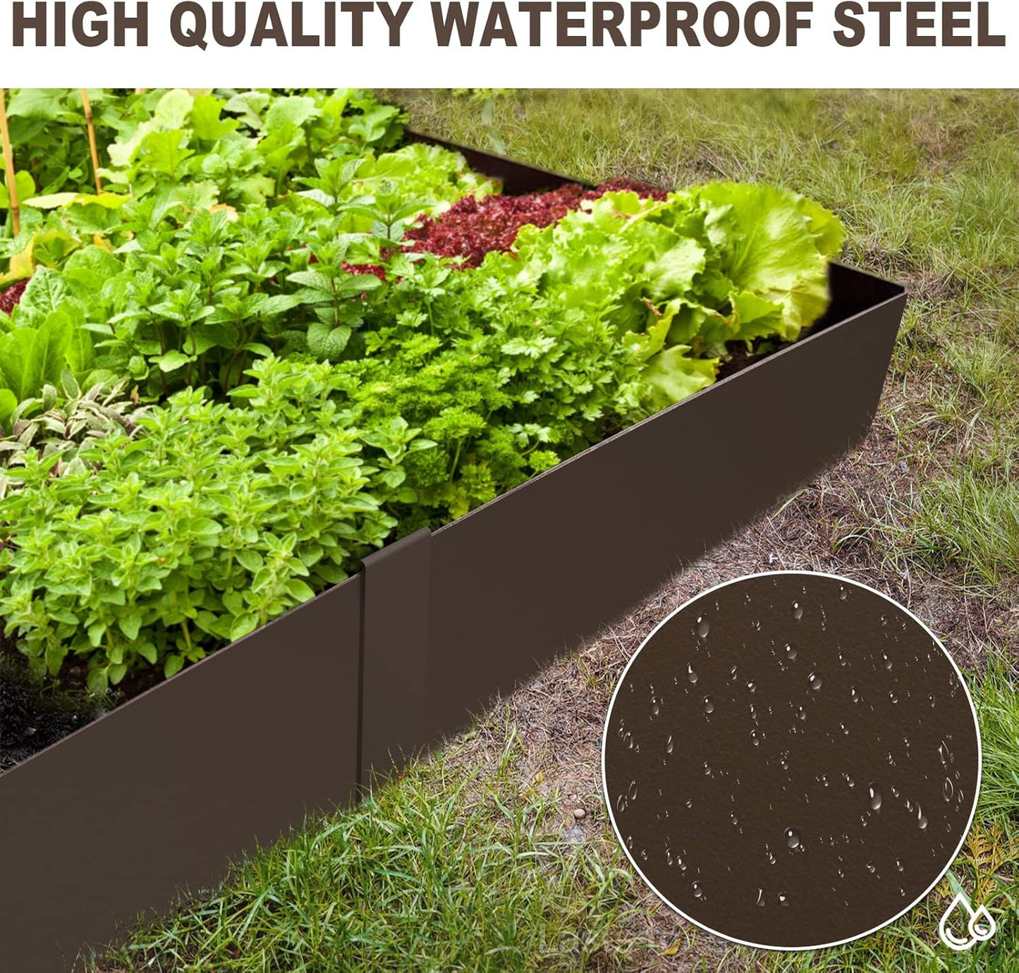 8 Inch Metal Landscape Edging, 6 Pack Heavy Duty Galvanized Steel Garden Edging, Hammer-in Metal Edging for Landscaping for Lawn, Pathway, Yard