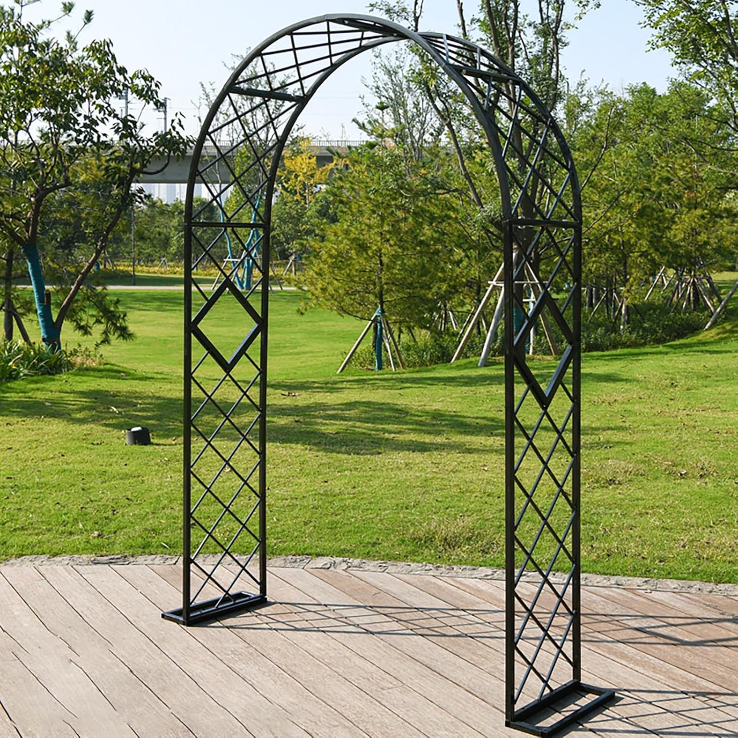 Heavy Duty Garden Arch Trellis, Wide Outdoor Metal Arbor Trellis Arch for Climbing Plants, Sturdy Garden Arbors for Wedding, Ceremony, Party, Lawn Décor Black 70.9''*15.7''*90.6''