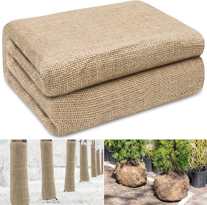 Riare 15 Feet x 40 Inch Natural Burlap Plant Covers Freeze Protection- High Density Jute Burlap Winter Plant Blankets Frost, Winter Frost Cloth for Outdoor Plants Trees Shrubs Winter Frost Protection