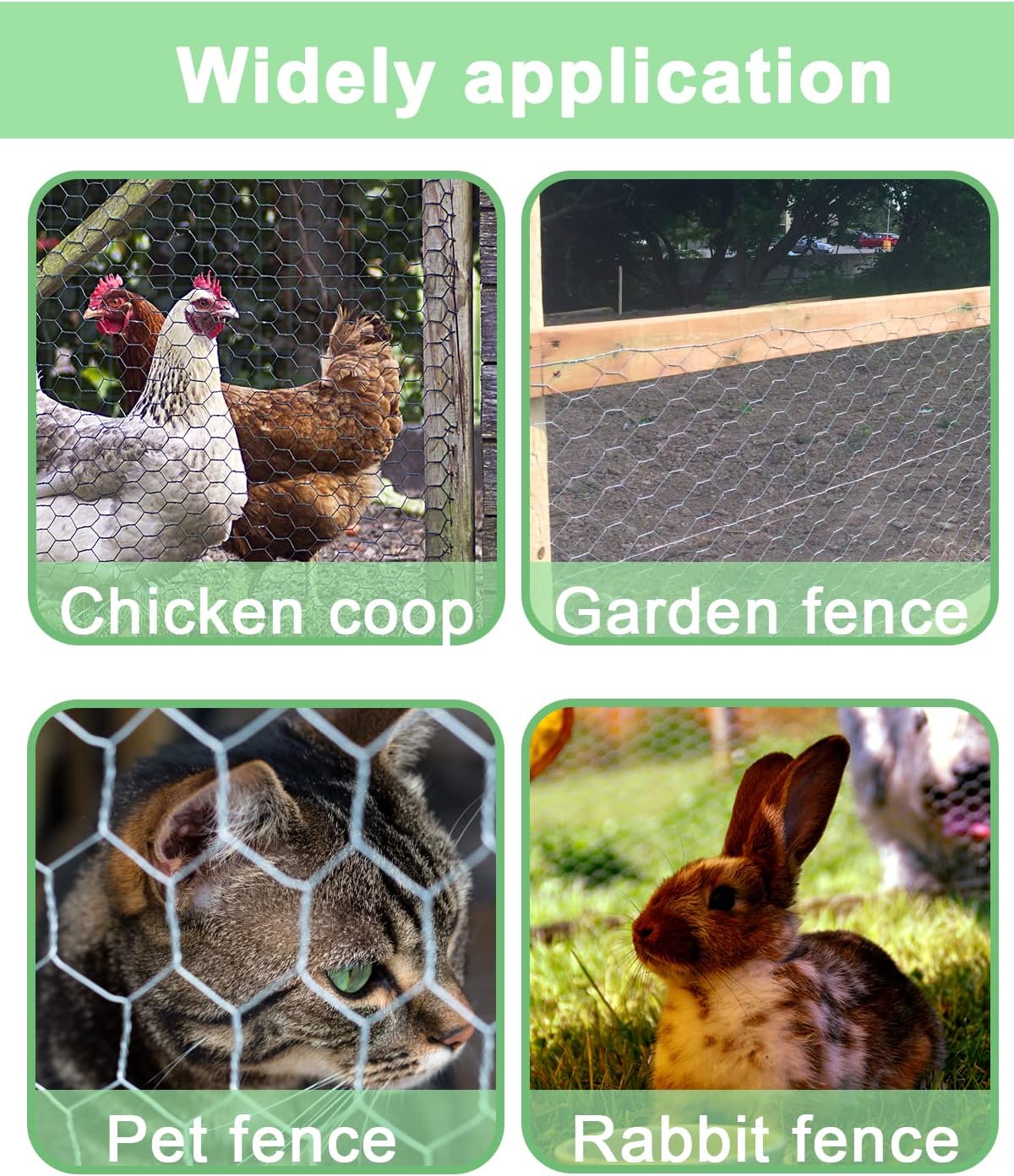 vensovo Green Chicken Wire for Crafts – 13.7"×236" PVC Coated Hexagonal Mesh Roll, cuttable and Shapeable Floral Wire Netting for Wedding Decorations, Garden Fencing