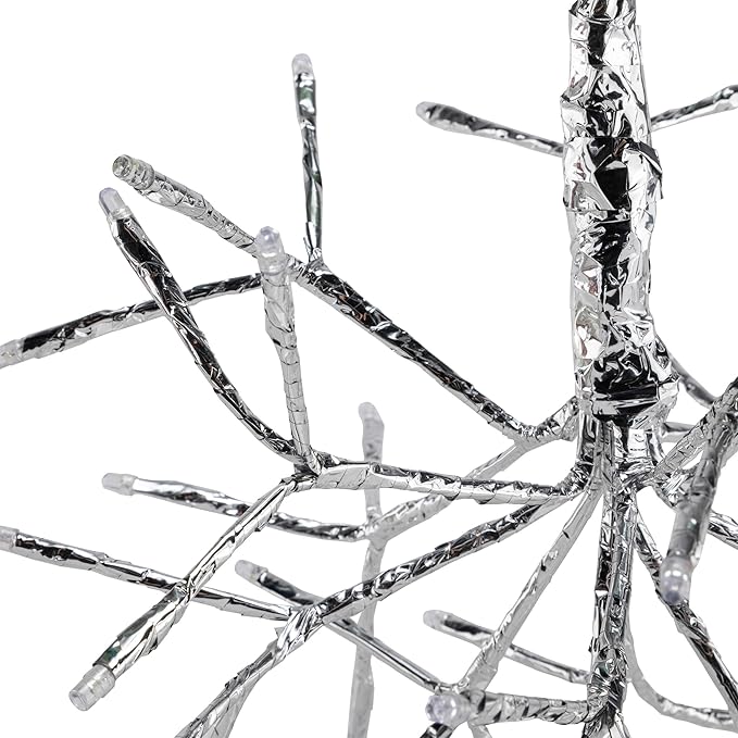 Alpine Corporation | 10"H Indoor Christmas Snowflake Ornament with White LED Lights — Elegant Glowing Silver Holiday Décor for Tabletops & Mantels