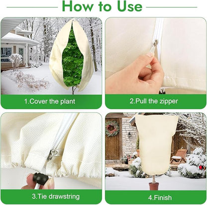 2 Pack Plant Covers Freeze Protection, 47" X 71" Large Frost Cloth Plant Freeze Protection, Frost Blankets for Winter Outdoor Plants Tree Shrub Rose Bush, with Drawstring