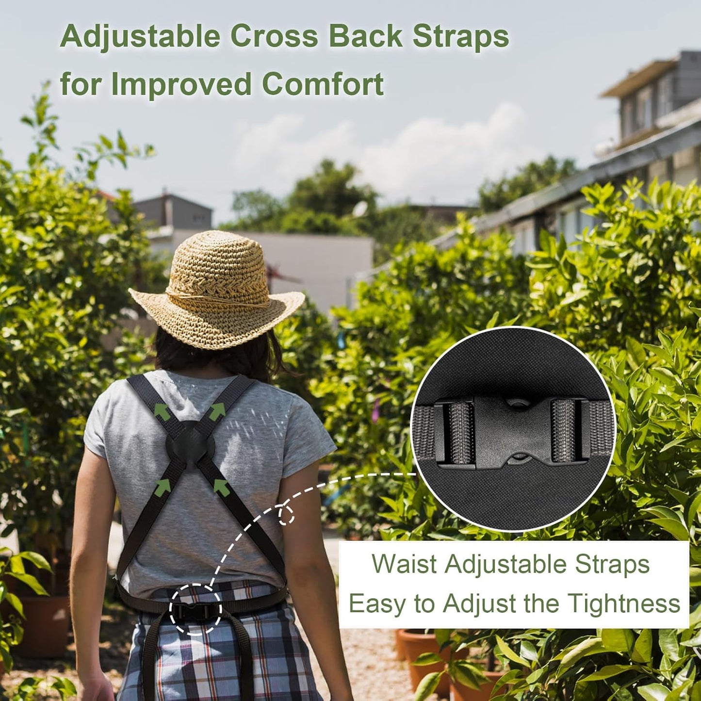 Extra Size Gardening Apron Waterproof Cross Back Apron Women, 600D Polyester Heavy Duty Men Apron Harvest Bag