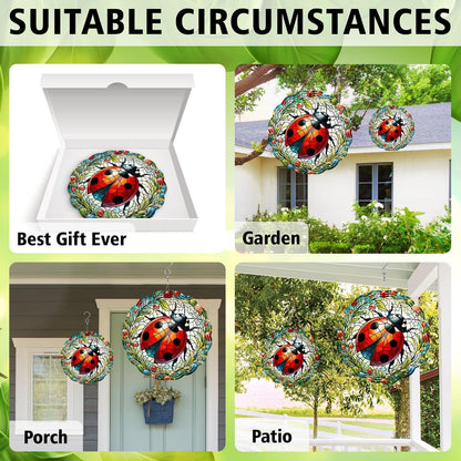 Ladybug Wind Spinner, Ladybug Wind Spinner Hanging for Yard and Garden, Unique Gift Wind Spinner, 3D Hanging Wind Spinner Outdoor