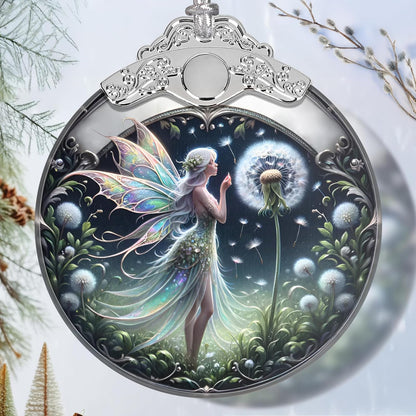 Stained Glass Dandelion Fairy Christmas Ornament - Holiday Home Decor - Tree Decoration - Gift Exchange Present Ideas