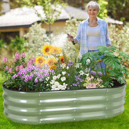 BIRDSINYARD Galvanized Raised Garden Bed, 4x2x1ft, 2 Pack, Olive Green
