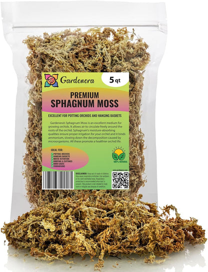 Gardenera Premium New Zealand Sphagnum Moss - Organic Hand Mixed Long Fibered Sphagnum Moss Orchid - 5 Quart