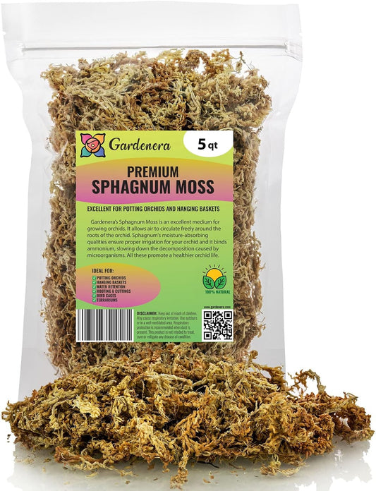 Gardenera Premium New Zealand Sphagnum Moss - Organic Hand Mixed Long Fibered Sphagnum Moss Orchid - 5 Quart