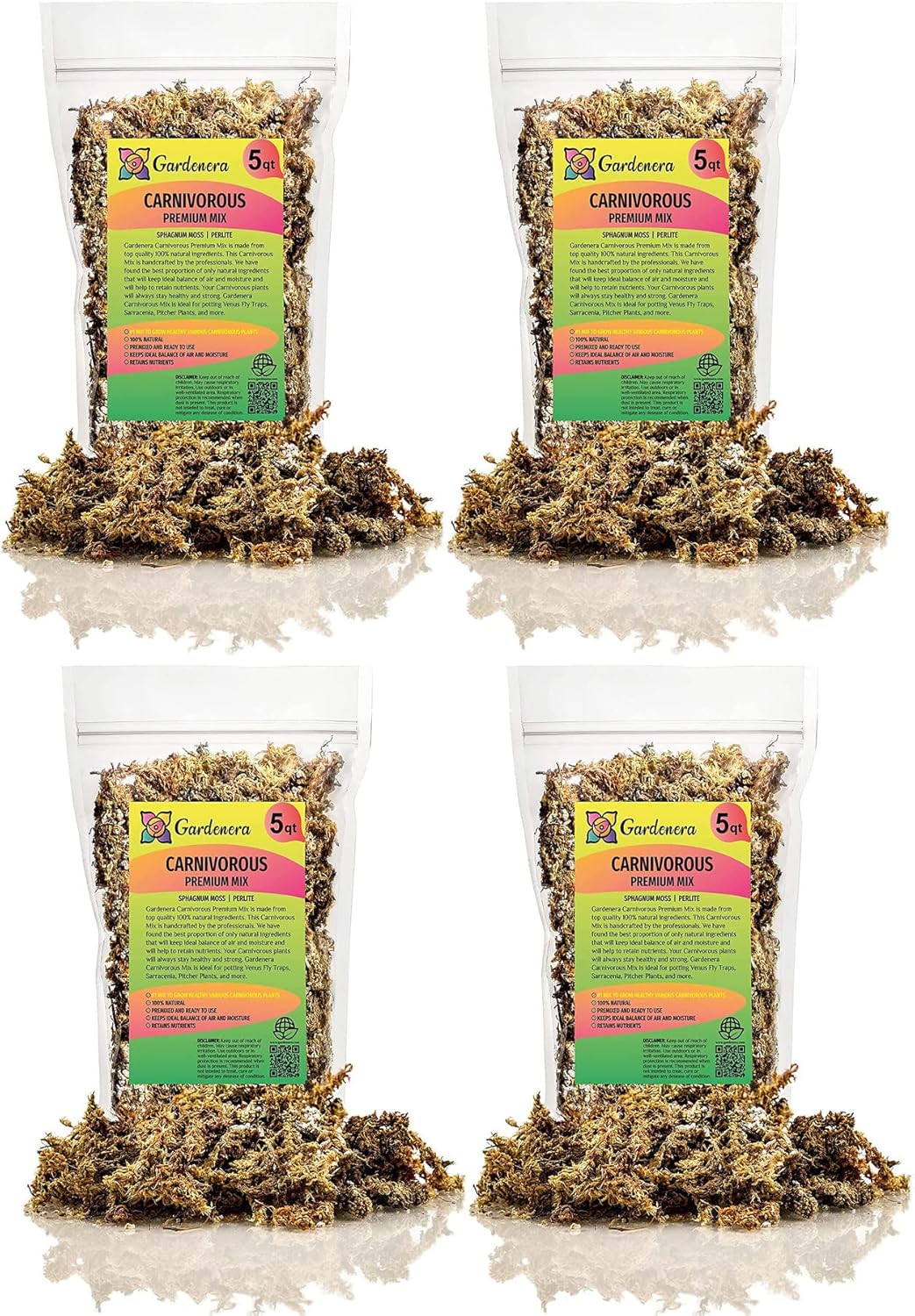 Gardenera Sphagnum Moss Potting Mix for Carnivorous Plants, Moss and Perlite Blend for Potting Venus Fly Traps, Sarracenia, Pitcher Plants - Sphagnum Moss & Perlite - Made in USA - 20 Quart