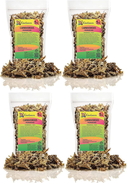 Gardenera Sphagnum Moss Potting Mix for Carnivorous Plants, Moss and Perlite Blend for Potting Venus Fly Traps, Sarracenia, Pitcher Plants - Sphagnum Moss & Perlite - Made in USA - 20 Quart