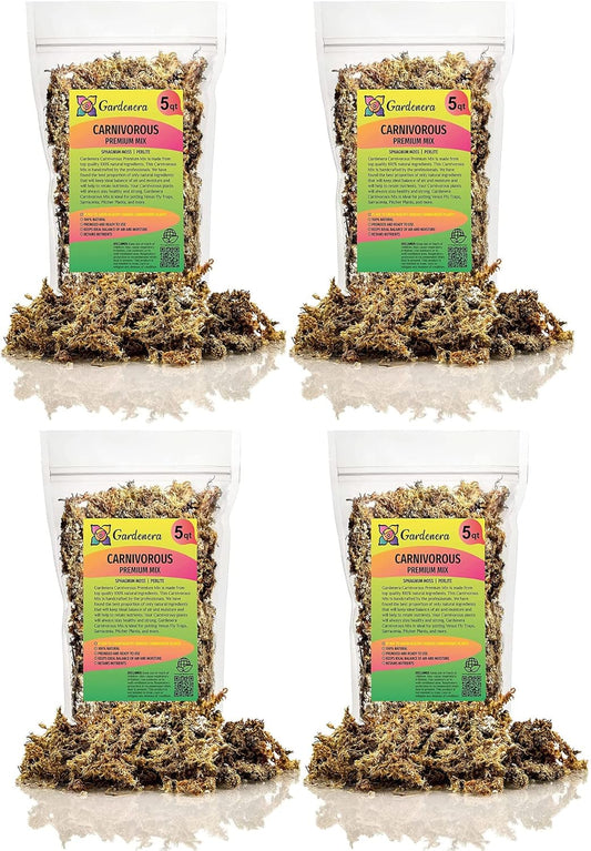 Gardenera Sphagnum Moss Potting Mix for Carnivorous Plants, Moss and Perlite Blend for Potting Venus Fly Traps, Sarracenia, Pitcher Plants - Sphagnum Moss & Perlite - Made in USA - 20 Quart