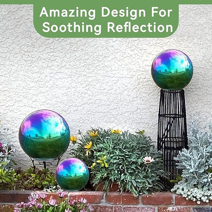 Lily's Home Gazing Globe Mirror Ball in Rainbow Stainless Steel. (8 Inch)