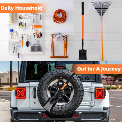 Small Square Shovel 43.3Inches Heavy Duty Garden Tools with Metal Handle, Small Transfer Spade for Digging Camping Car Beach Shovel, Orange