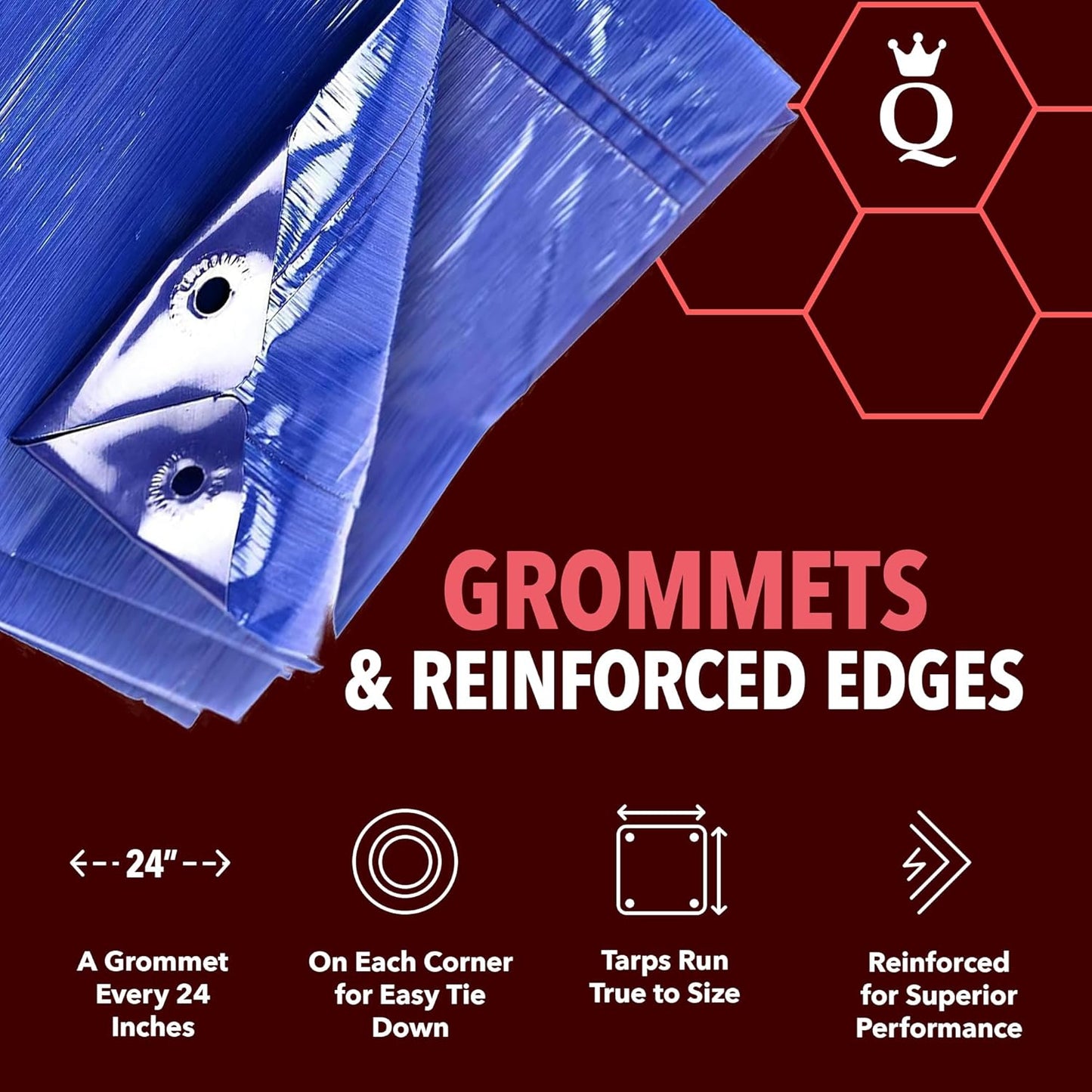 QUEEN OF TARPS | 12x16 Light Duty Tarp Waterproof, 70 GSM is 7 MIL, UV/Tear Resistant Tarp, Camping, Outdoor Furniture, Car, Tents, Painting, Firewood Protection | 12x16, Light Duty