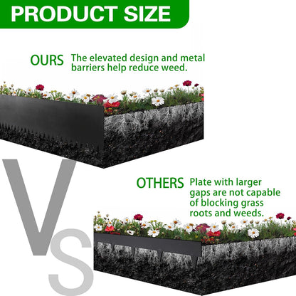 Metal Landscape Edging 6 Pack 40" L x 6" H,Galvanized Bendable Metal Garden Edging,Hammer- in Steel Landscape Edging with a Pair of Gloves and 7 Clips,Black (20 FT Total)