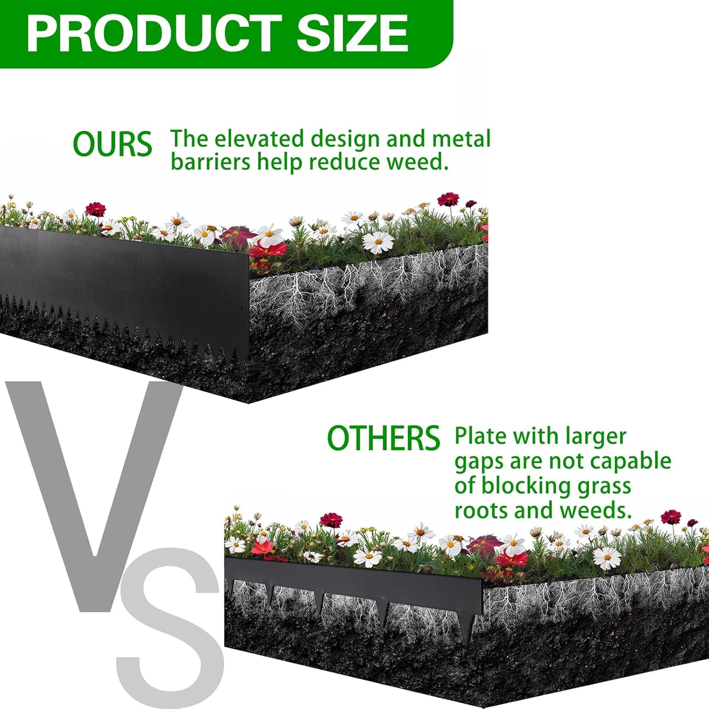 Metal Landscape Edging 6 Pack 40" L x 12.5" H,Galvanized Bendable Metal Garden Edging,Hammer- in Steel Landscape Edging with a Pair of Gloves and 7 Clips,Black (20 FT Total)