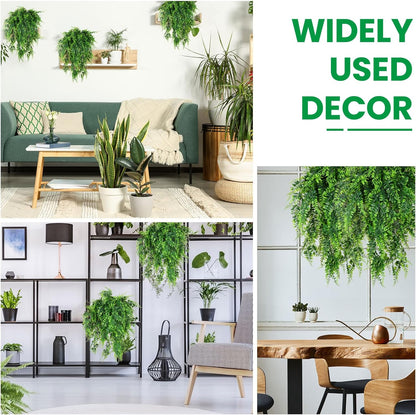 Geosar 64 Pcs Artificial Hanging Plants 32 Inch Hanging Boston Ferns Plastic Fake Plants for Wall Room Garden Wedding Garland Indoor Outdoor Decoration, No Basket