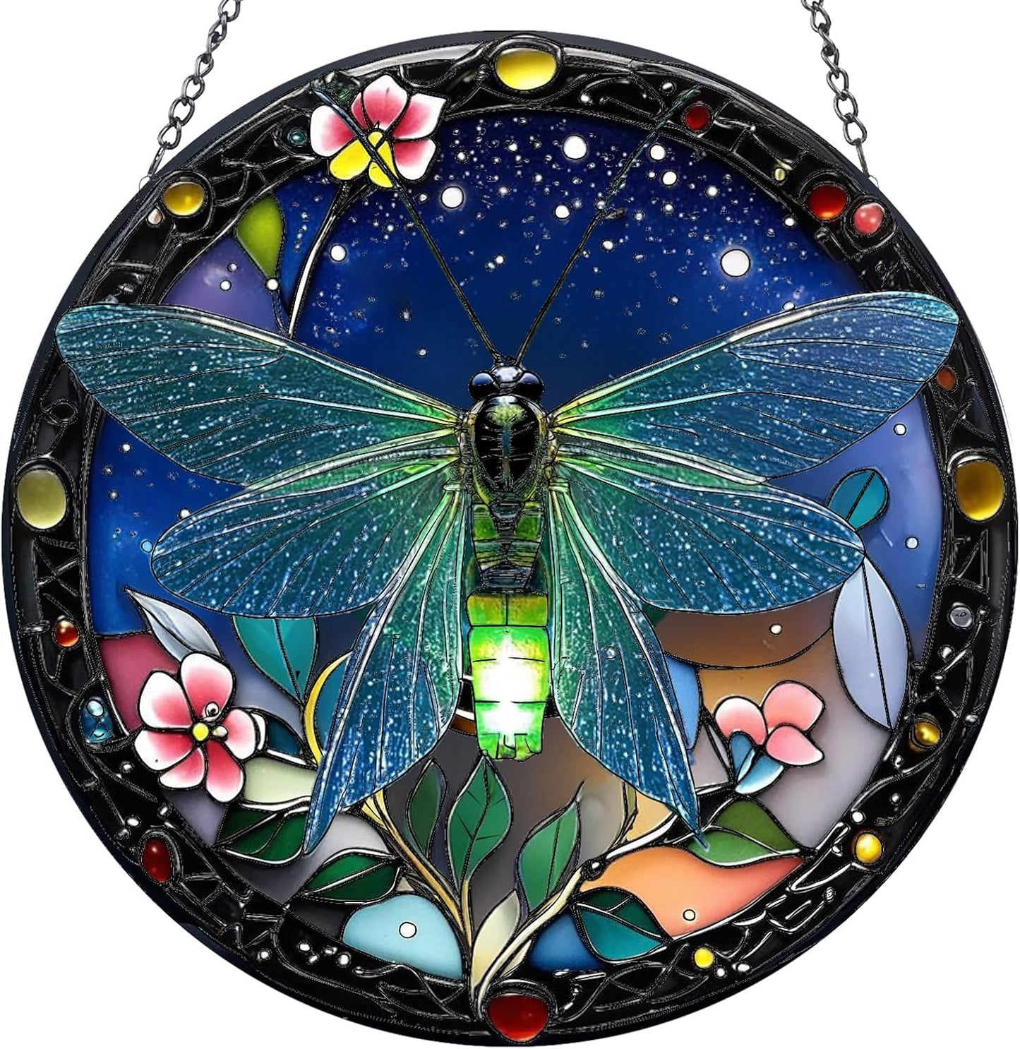 Firefly Suncatchers for Windows Hanging - 8 in Stained Glass Sun Catchers Indoor Window, Suncatcher Stain Glass Window Hanging for Home Decor, Gifts for Holiday or Wall Art