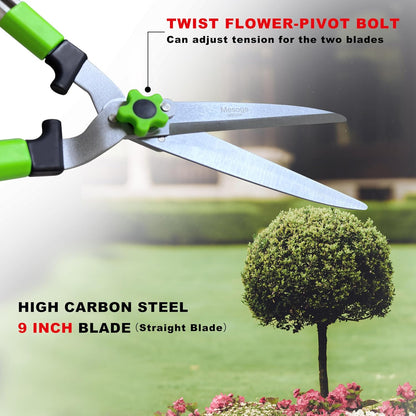 Extendable Hedge Shears - Professional Garden Trimmer with Straight Blade, Adjustable Handle for Borders, Bushes & Pruning, Heavy Duty Bush Cutter & Gardening Scissors