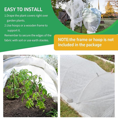 Plant Covers Freeze Protection, 10x50ft Green Frost Blanket for Winter, 1.23 oz/yd² Fabric, Premium Frost Protection Cover, Breathable Garden Row Covers for Outdoor Plants