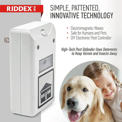 RIDDEX Plus Insect Repellent | Plug in, Mouse Deterrent - Pest Control for Defense Against Rats, Mice, Roaches, Bugs and Insects | Control Pests with No Toxins | White