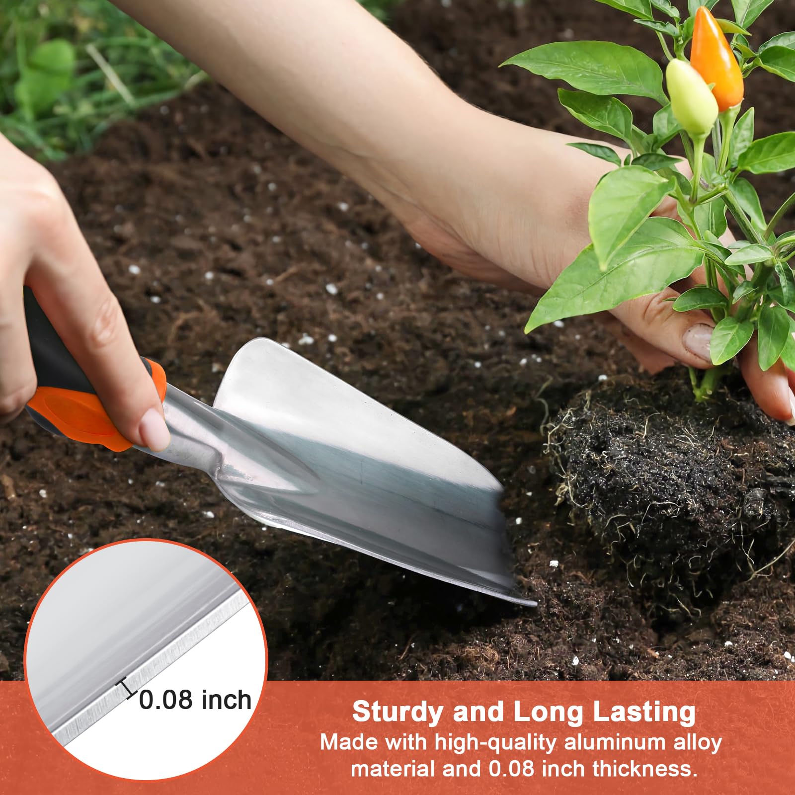 Garden Tools Set, 3 Pack Heavy Duty Gardening Tools Set Include Garden Shovel, Transplant Trowel
