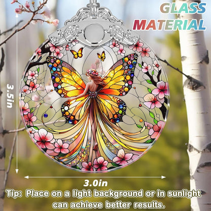 Stained Glass Suncatcher Ornament - Fairy Christmas Decorations - Christmas Ornaments for Tree - Holiday Present Ideas - Gift Exchange