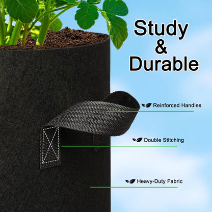 5-Pack 20 Gallon Grow Bags, Large Nonwoven Fabric Pots with Handles for Planting Fruits, Vegetables, Flowers Indoor Outdoor