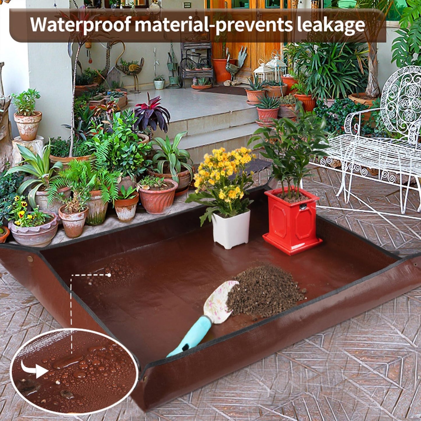 39.5" X 31.5" Large Repotting Mat for Indoor Plants Transplanting and Dirt Control - Portable Potting Tray for Plant Lovers Gardening Gifts for Women Men