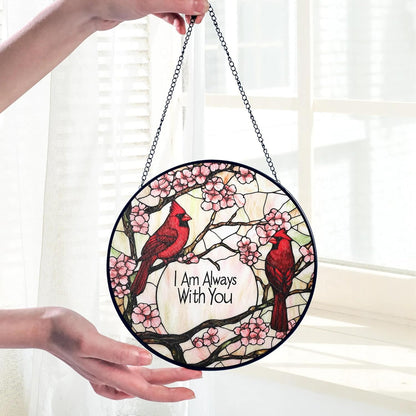 Cardinal Suncatcher Stained Glass Window Hanging Decor, Red Cardinal Gifts for Women Grandma Mom, Red Birds Memorial Gifts for Loss of Loved One Remembrance Gift Mothers Day Birthday