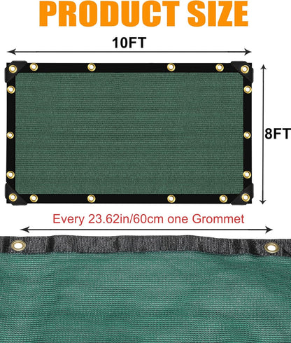 e.share 90% Heavy Duty Shade Cloth for Garden, 10 Ft X 8 Ft Sun Shades Outdoor Patio with Grommets for Plant Covers,Porch Screen,Pergola Shade Cover,Greenhouse,Green