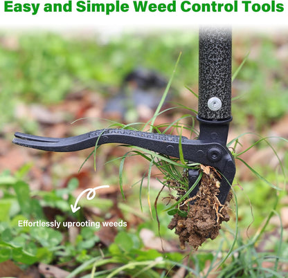 Weed Puller Tool, 61" Stand Up Heavy Duty Gardening Hand Weeder Tools with 4 Claw Steel for Dandelion, Horseweed, Thistle, Remove Weeds Without Bending, Kneeling, Pulling