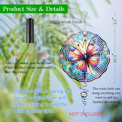 Purple Butterfly Wind Spinner 3D Butterfly Spinners Exquisite Outdoor Garden Decoration 3D Stainless Steel Butterfly Spinner with Unique Visual Effect Perfec Sculptures Gift 10 Inch