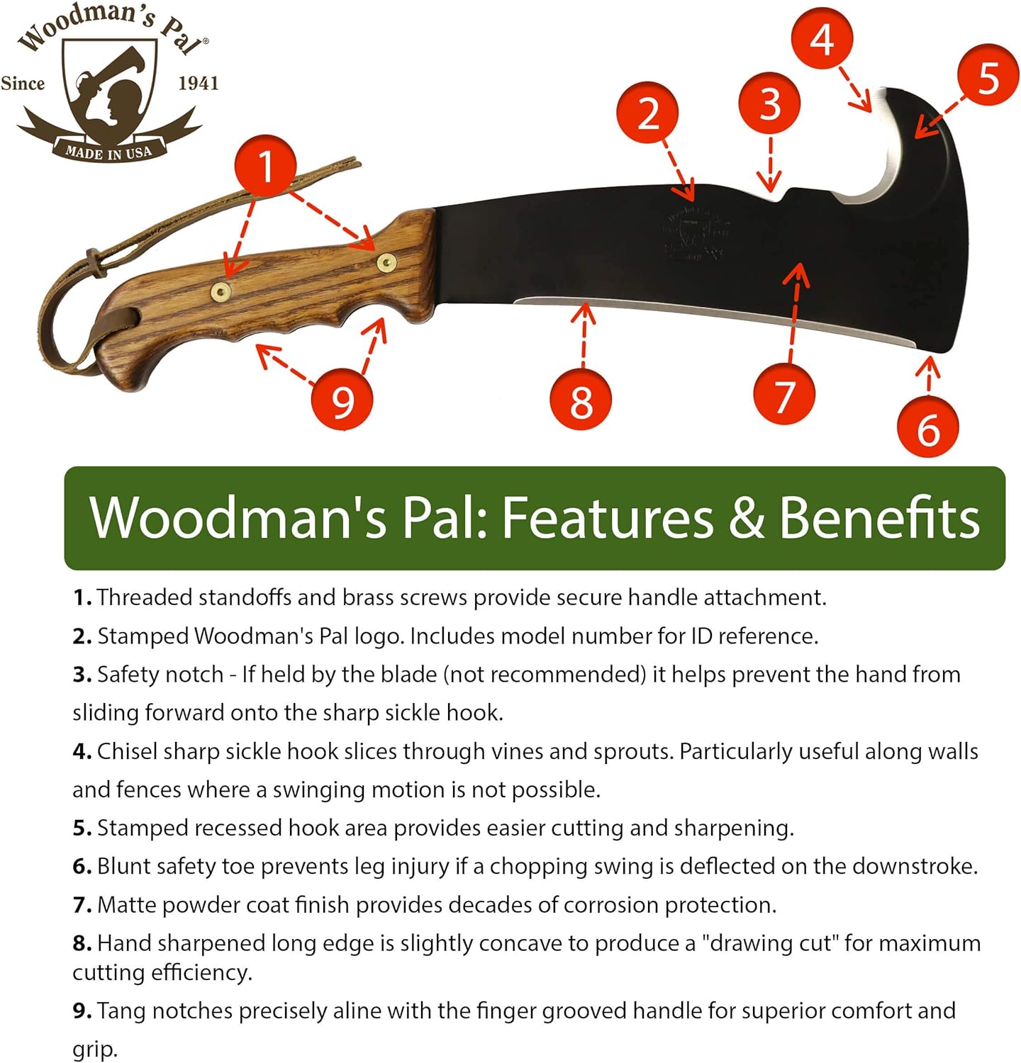 Woodmans Pal - Multi-Use Axe Machete with Sheath - Survival Machete Ideal for Camping, Fishing, Hunting, Bushcraft - Perfect Brush Axe for Surveying… (Wood Handle)