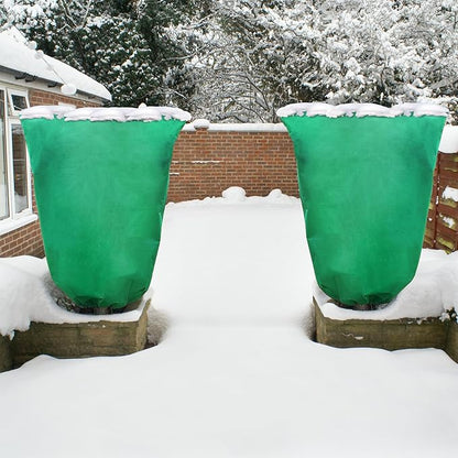 2 Packs Plant Covers Freeze Protection 70" x 82" 2.82oz/yd² Heavy Duty Winter Cold Weather Frost Cloth Blankets, Garden Warm Jacket Bags with Zipper & Drawstring for Outdoor Plants Fruit Tree Potted