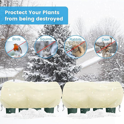 Bonviee 2 Packs Plant Covers Freeze Protection- Large Tree Covers Frost Protection Blankets for Plants, Reusable Shrub Jakets Covers for Winter, with Drawstring (43.3x17.7x15.7INCH /2 Pack)