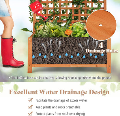 S AFSTAR Raised Garden Bed with Trellis, Wood Elevated Planter Box with Hanging Roof & Climbing Trellis, 4 Drainage Holes, 72.5" Tall Freestanding Planter Container for Vine Climbing Plants Flowers