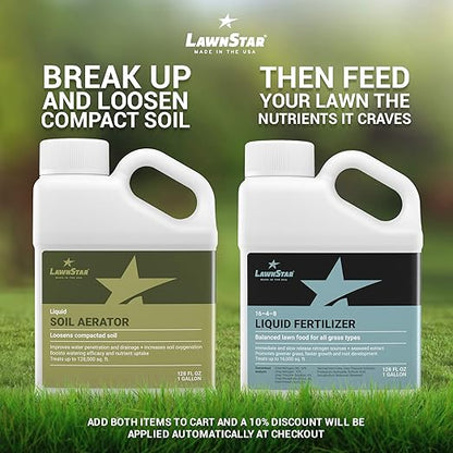 Liquid Lawn Aerator (1 Gallon) - Loosens & Conditions Compacted Soil - Alternative to Core and Mechanical Aeration - Improves Water Penetration, Drainage & Soil Oxygenation - American Made