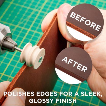 Shkira Set of 12 Leather Edge Burnishing Bits for Rotary Tools - Leather Polishing Bits - Leather Working Tools - Perfect for Sanding, Polishing, Grinding Leather Edges & Burrs