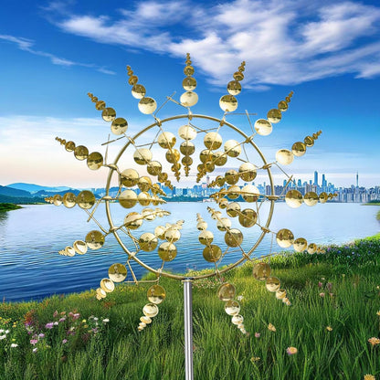 Magical Metal Windmill, Wind Spinners for Yard Garden, Outdoor Spinners, Windmill for Yard, Wind Sculptures & Spinners for Yard Garden Patio Decoration (1PCS Gold)